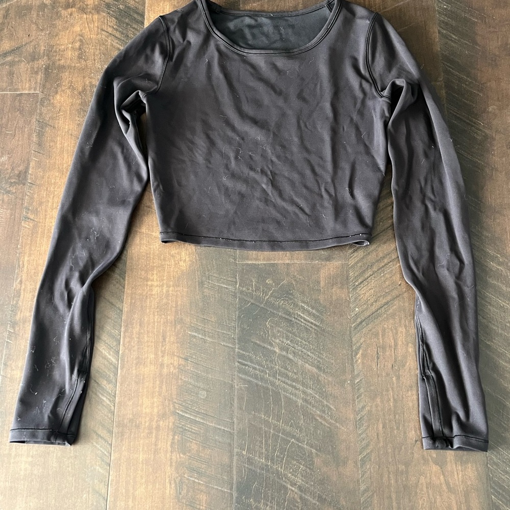 Lululemon Wunder Train Cropped Long Sleeve - Black / Size 6